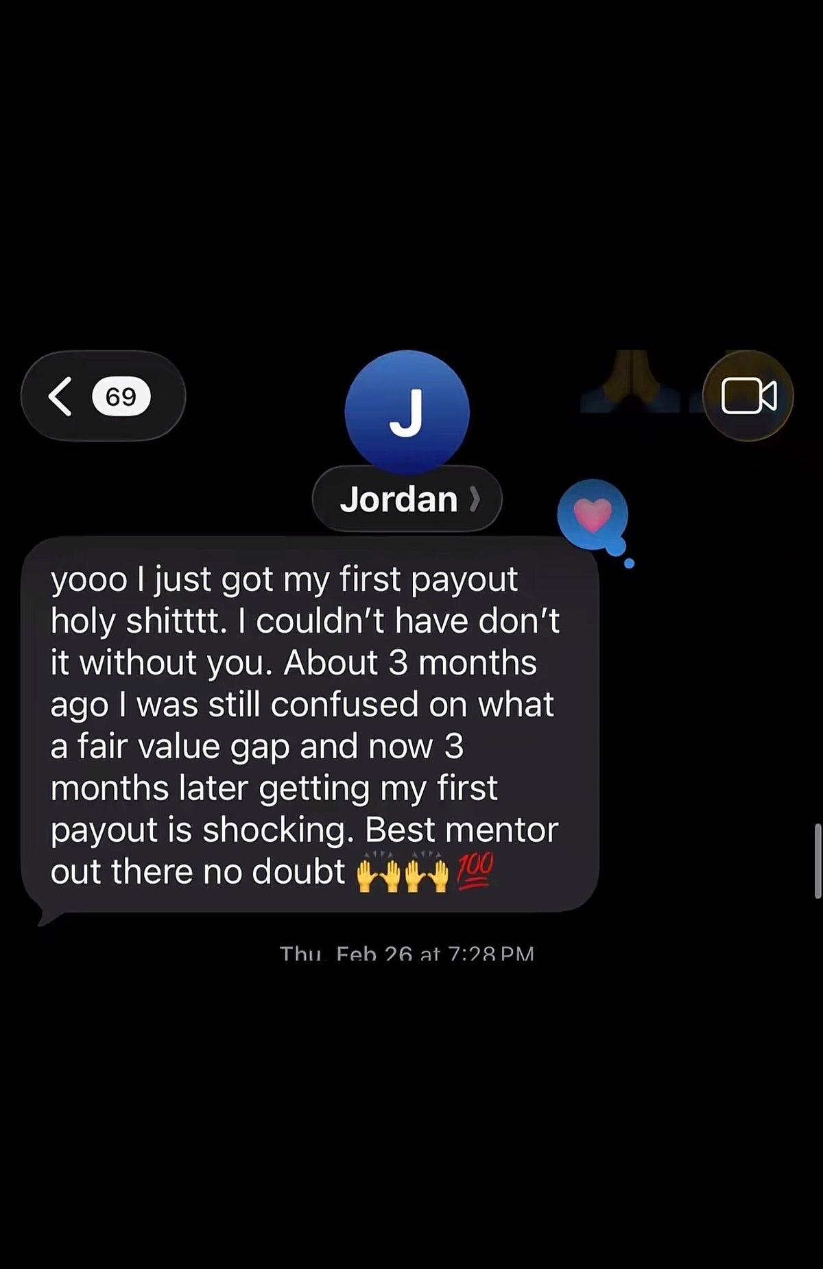 A first payout message